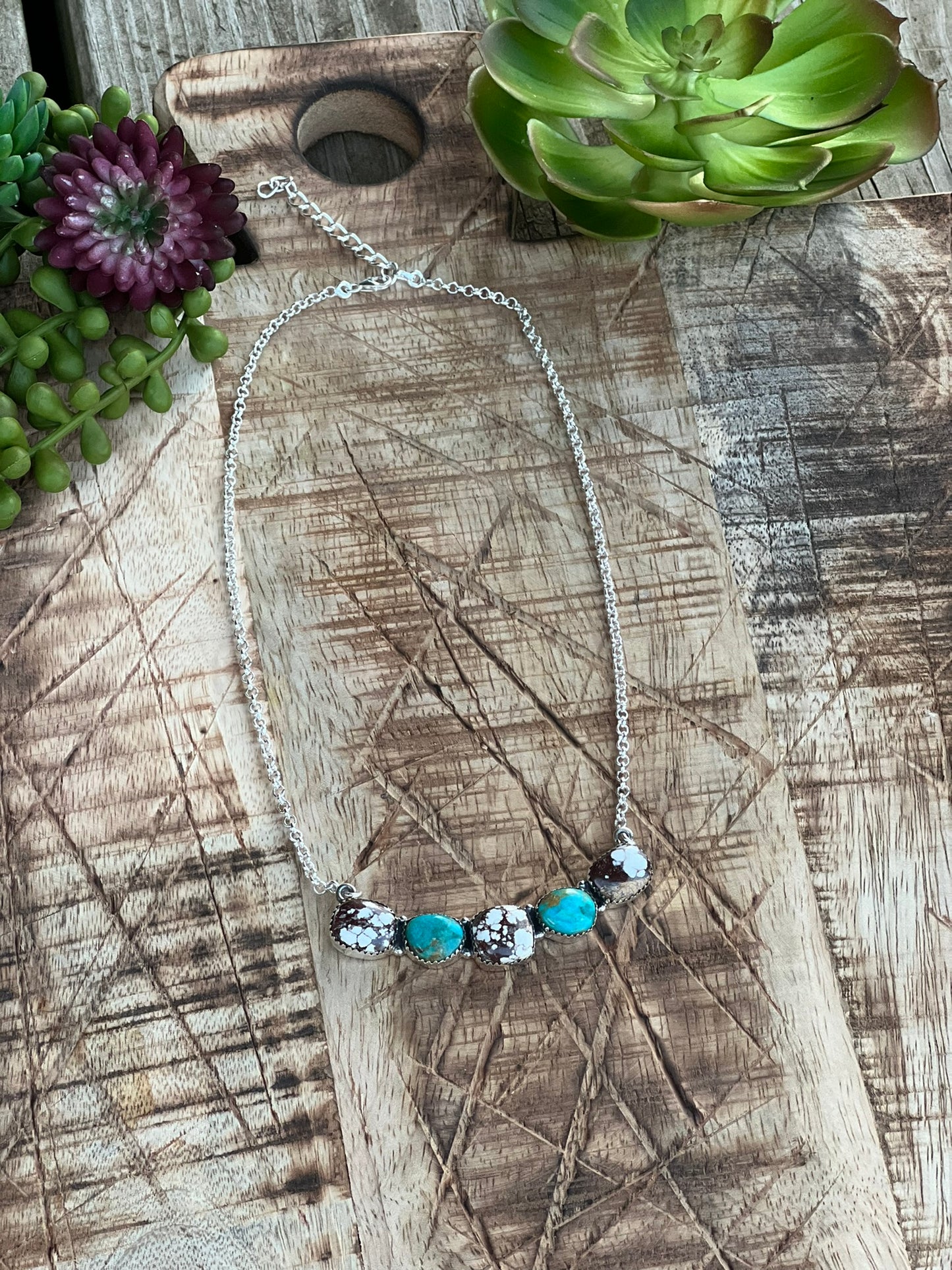 5 Stone Wild Horse & Turquoise Necklace