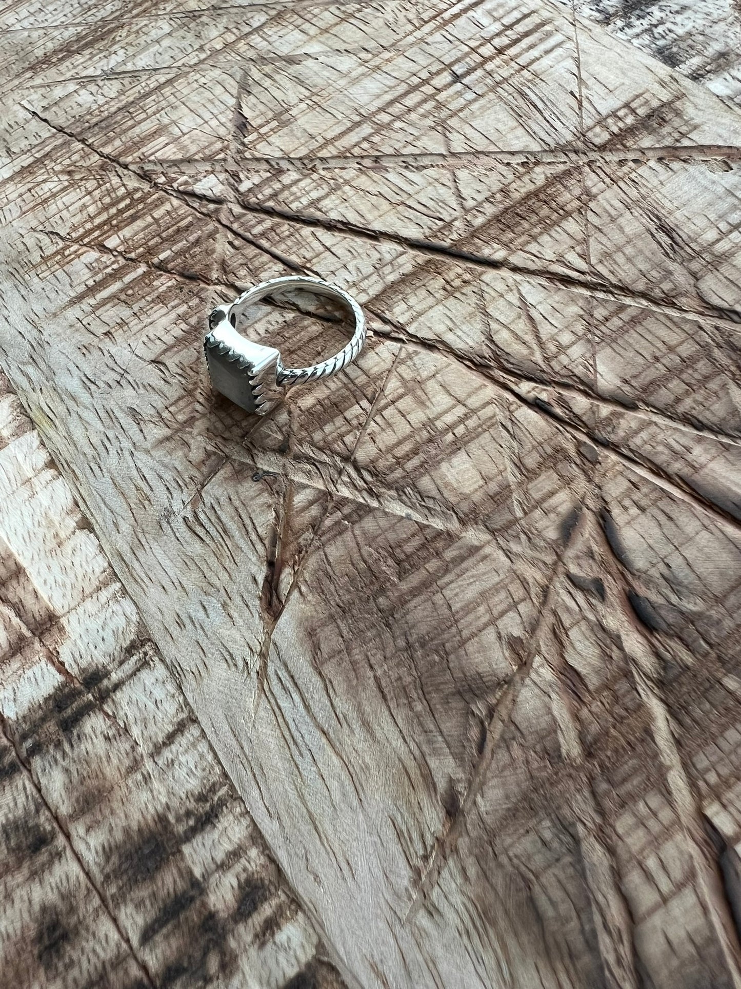 Gray Moonstone & Black Onyx Adjustable Twist Ring